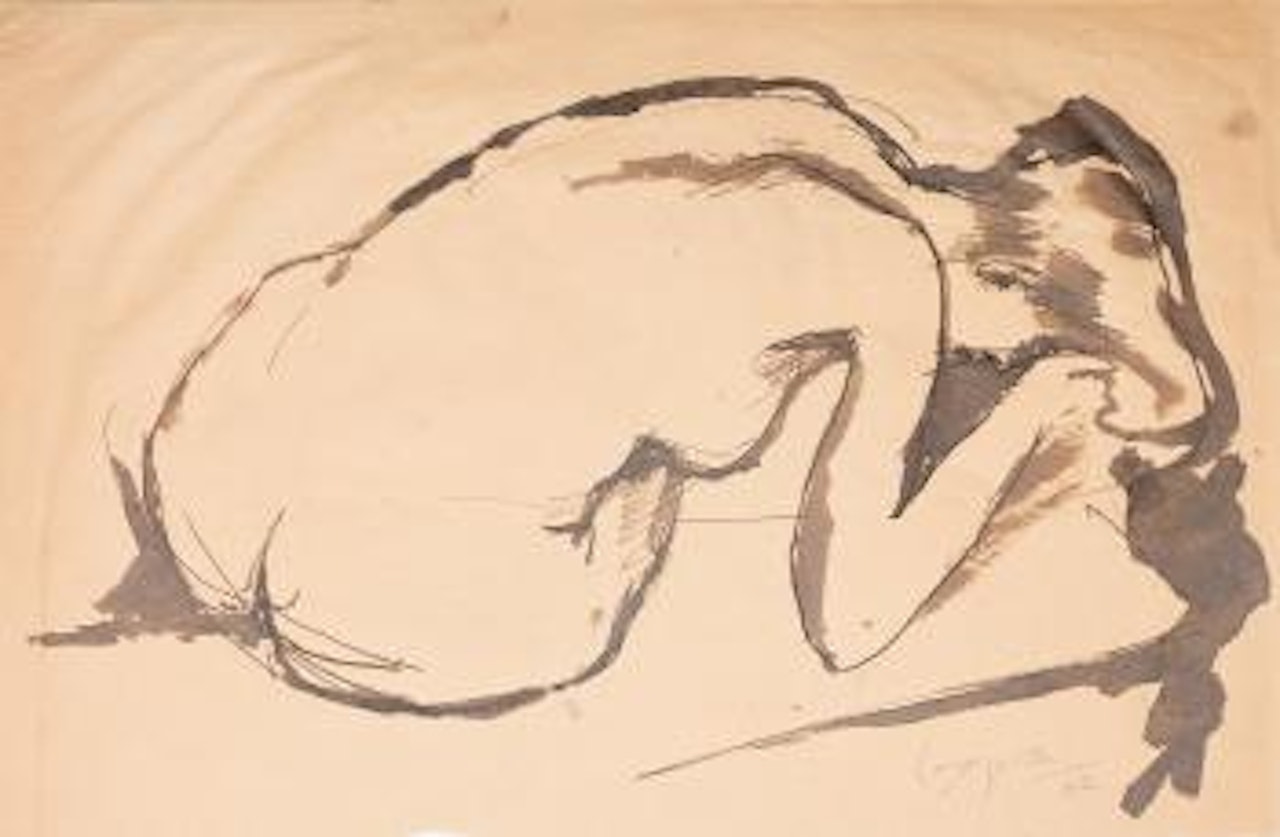 Nudo femminile accovacciato [Crouched female nude] by Giuseppe Capogrossi