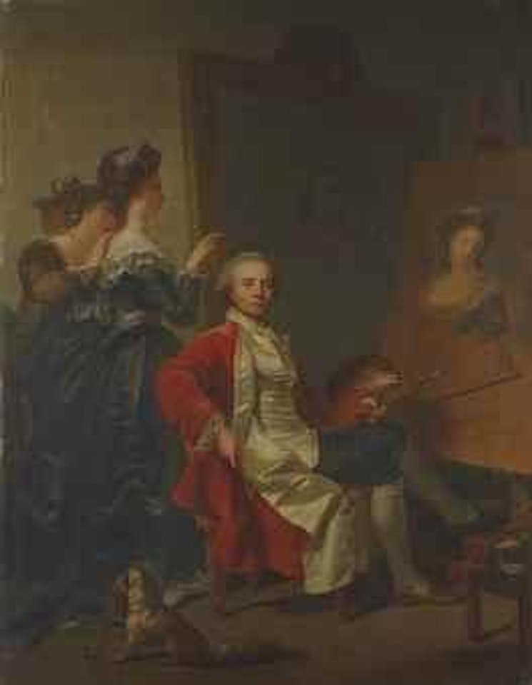Portrait de Jean-Laurent Mosnier (1743-1808) dans son atelier, avec ses filles by Jean Laurent Mosnier by Russian School