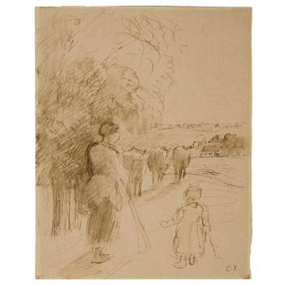 Woman driving Cows by Camille Pissarro