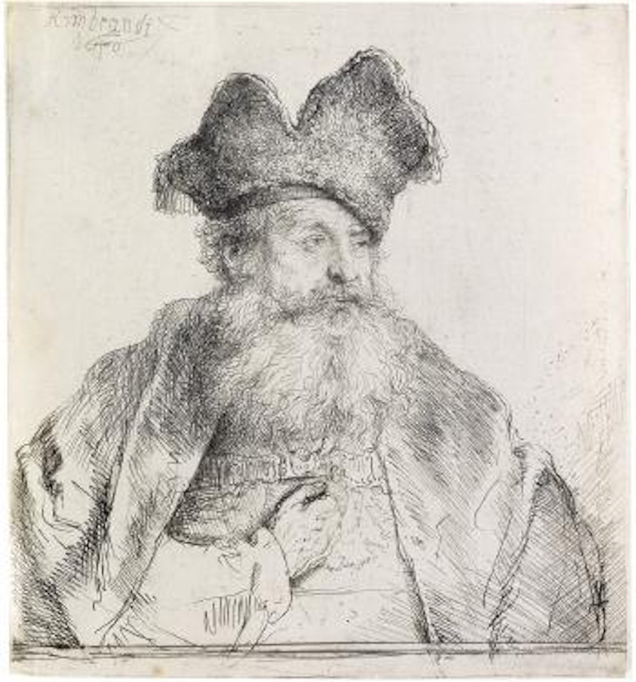 Old Man with a Divided Fur Cap by Attributed to Rembrandt Harmensz van Rijn