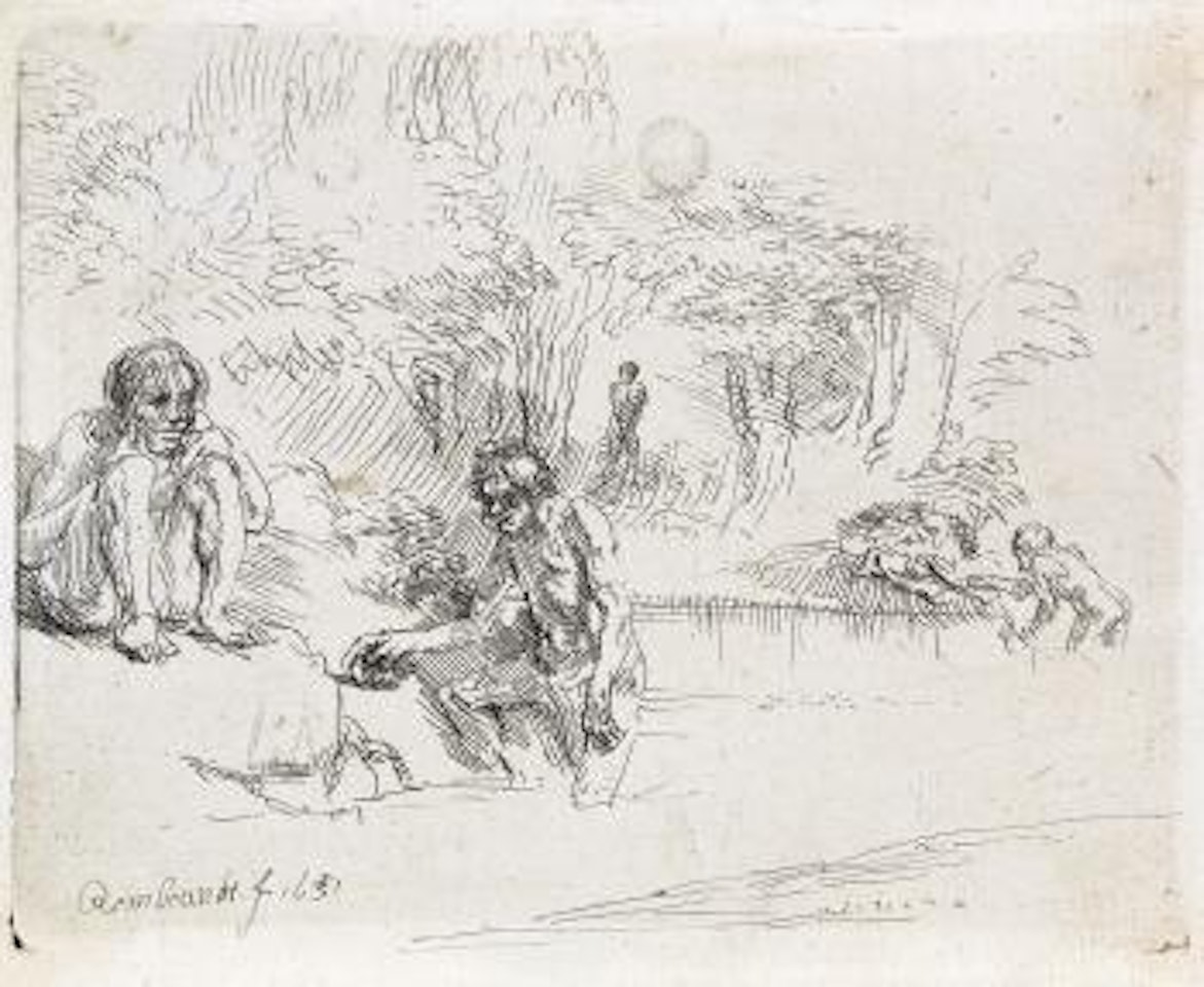 The Bathers by Attributed to Rembrandt Harmensz van Rijn