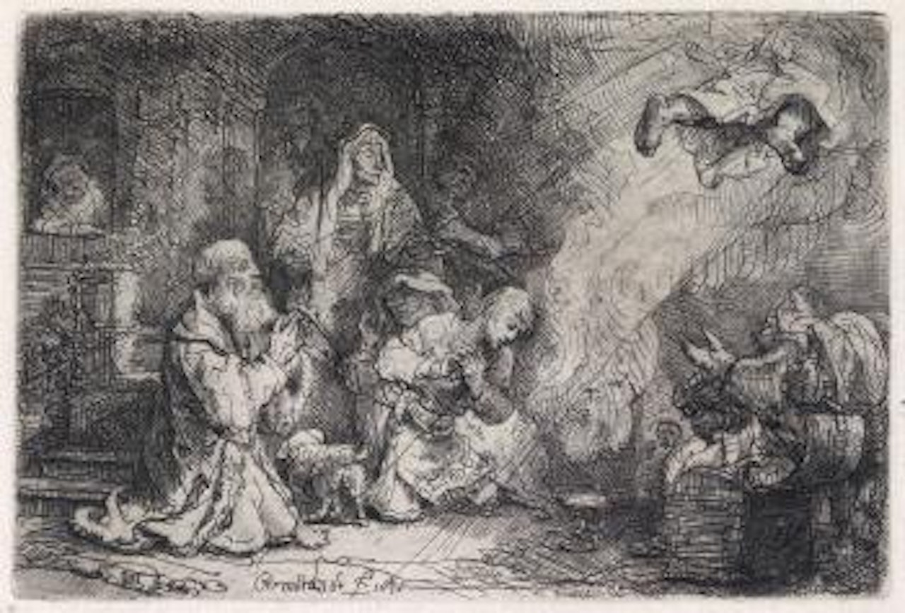 The Angel Departing from the Family of Tobias by Attributed to Rembrandt Harmensz van Rijn