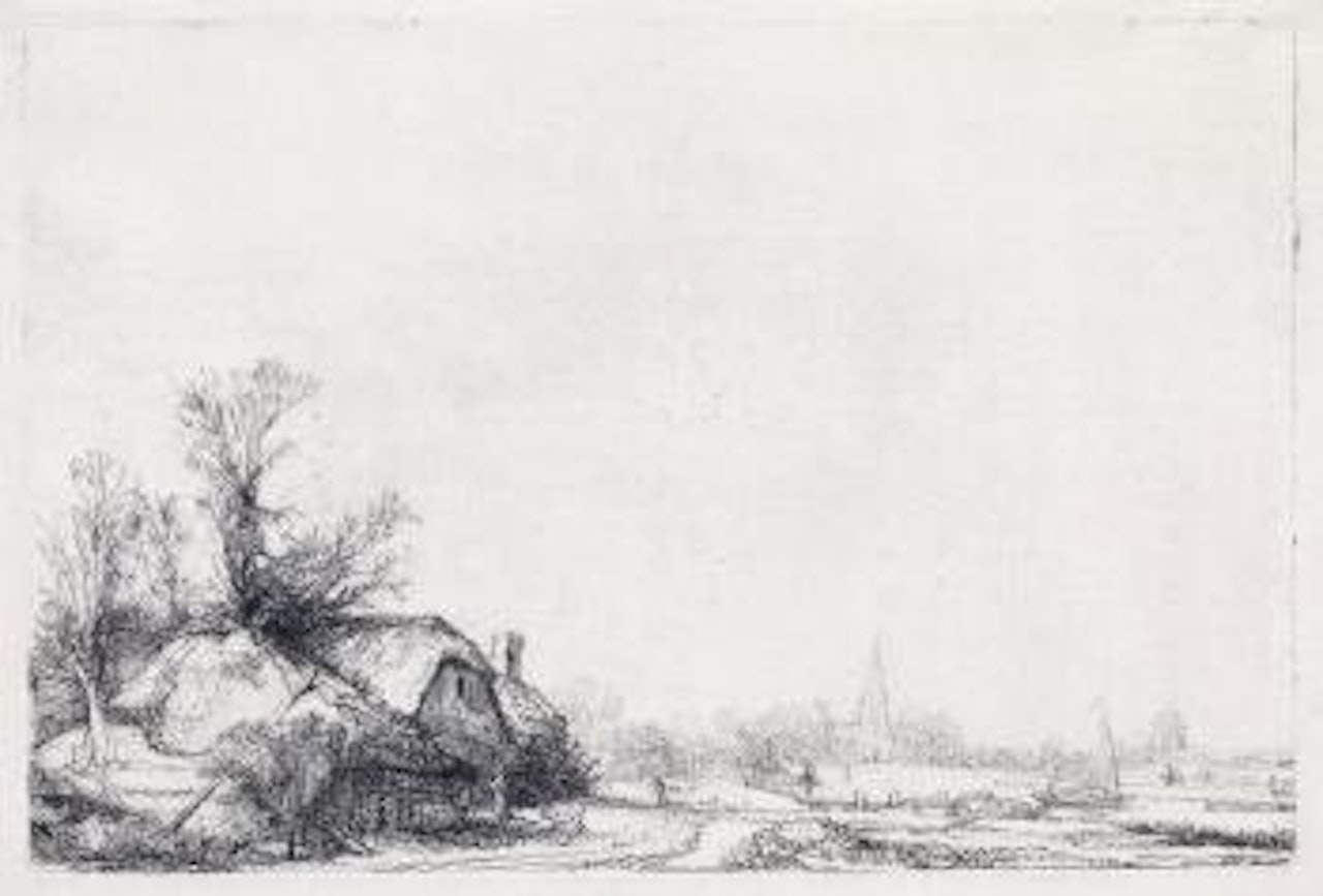 Cottages Beside a Canal: A View of Diemen by Attributed to Rembrandt Harmensz van Rijn