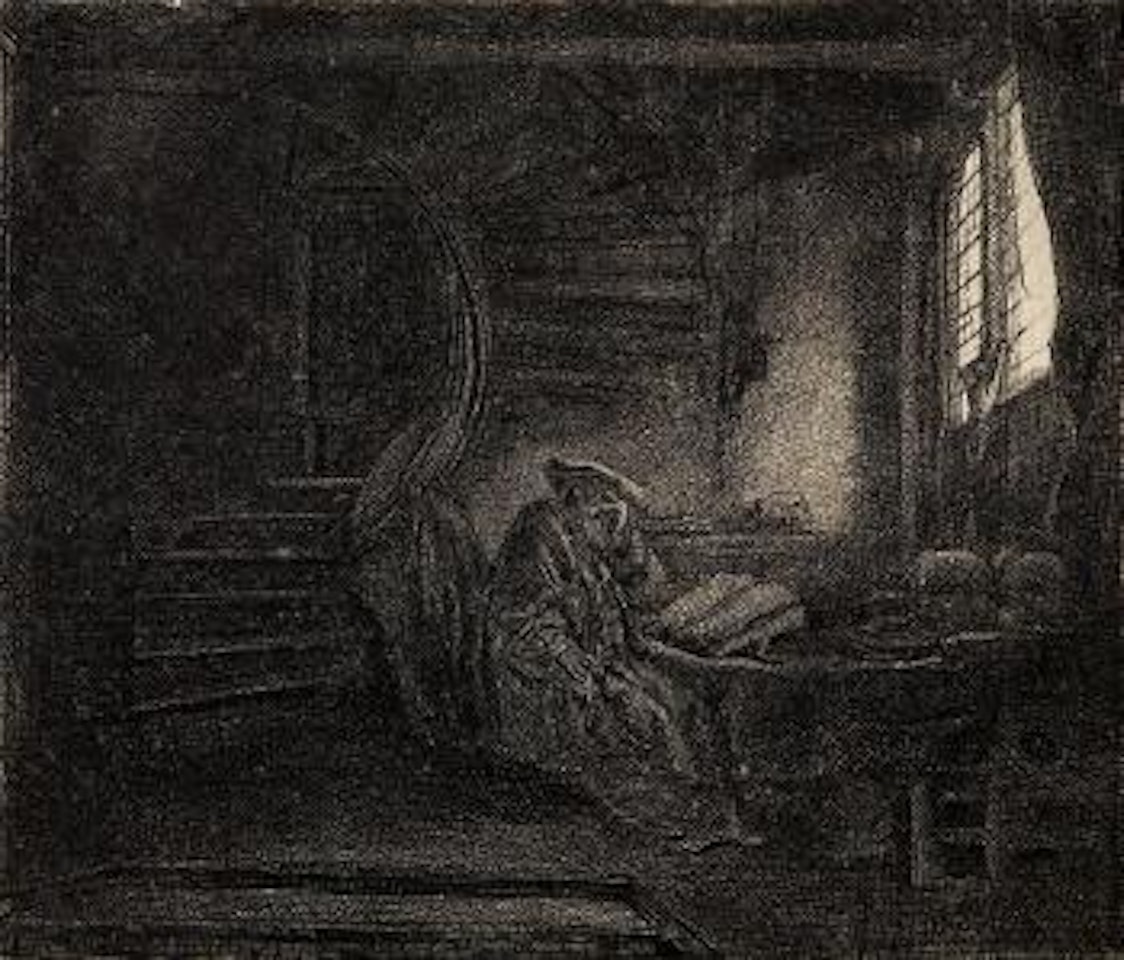 St. Jerome in a Dark Chamber by Attributed to Rembrandt Harmensz van Rijn