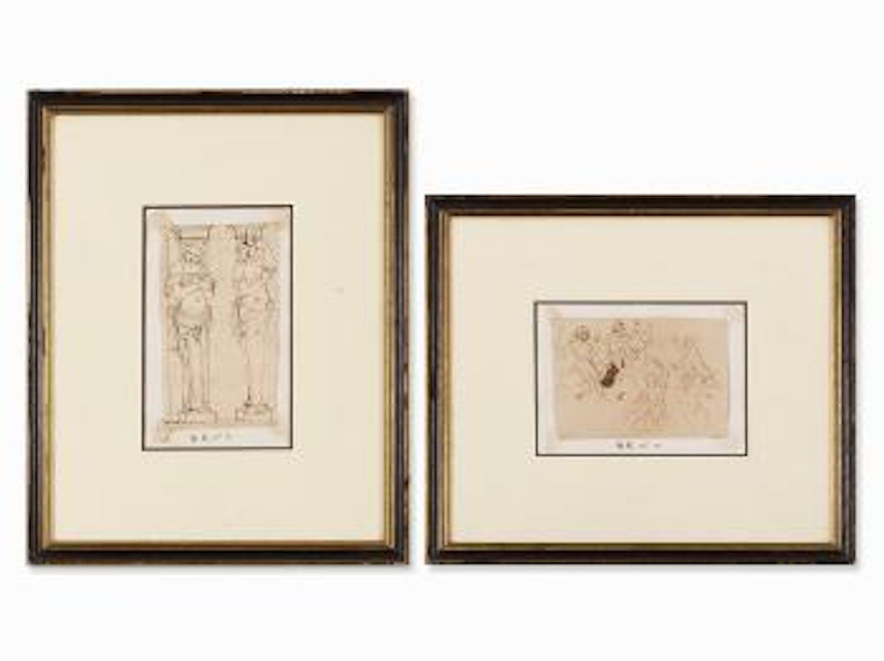 Pair of studies with figures and caryatids by Jacopo Palma il Giovane