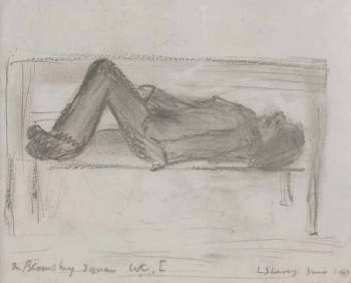 Figure on a bench II by Laurence Stephen Lowry