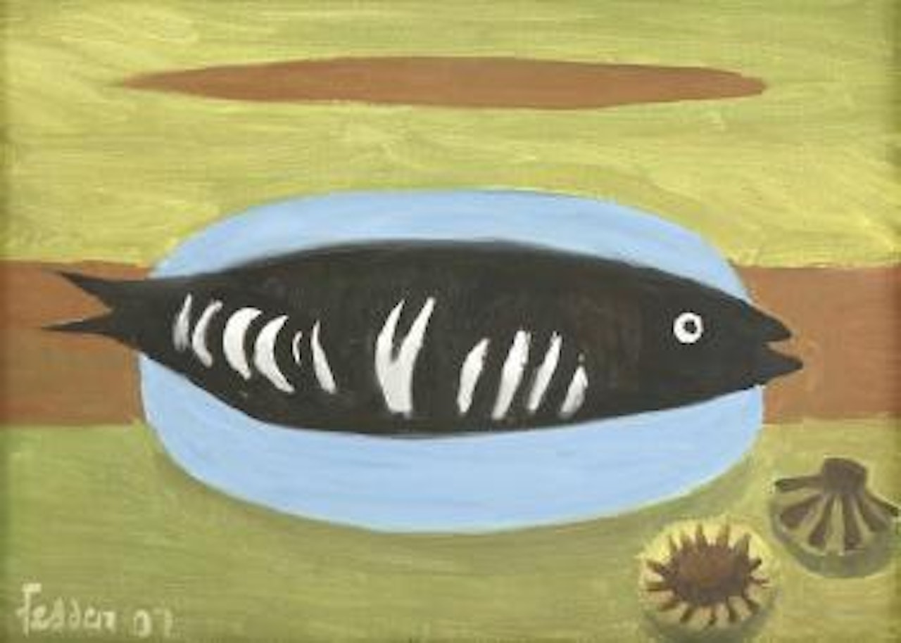 A fish on a platter by Mary Fedden