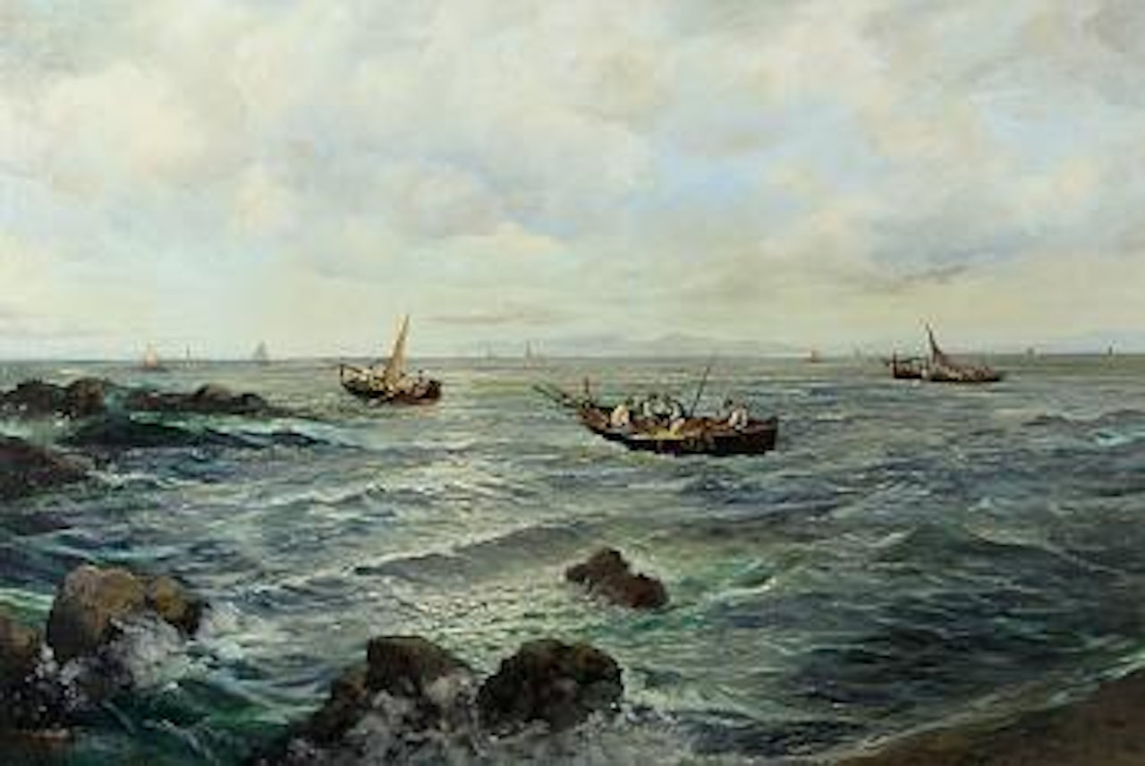 Marina con pescatori by Fausto Pratella