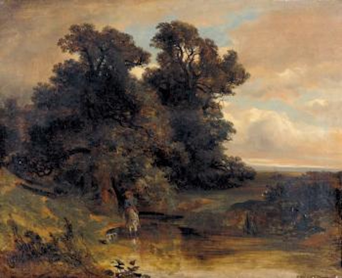 Bachlandschaft mit Reiter by Alexandre Calame