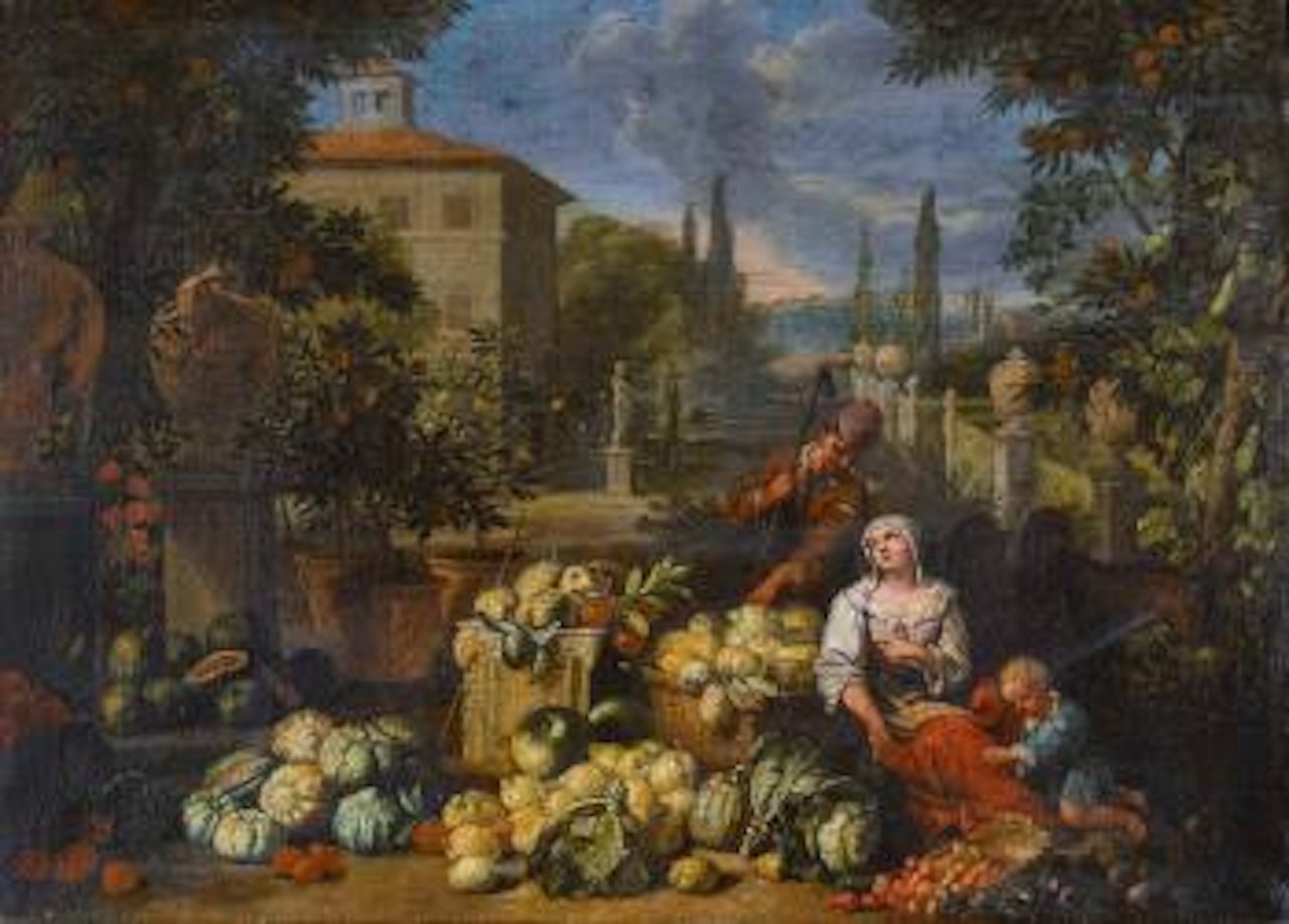 Landschaft mit Früchtehändlerin by Michele Pace del Campidoglio