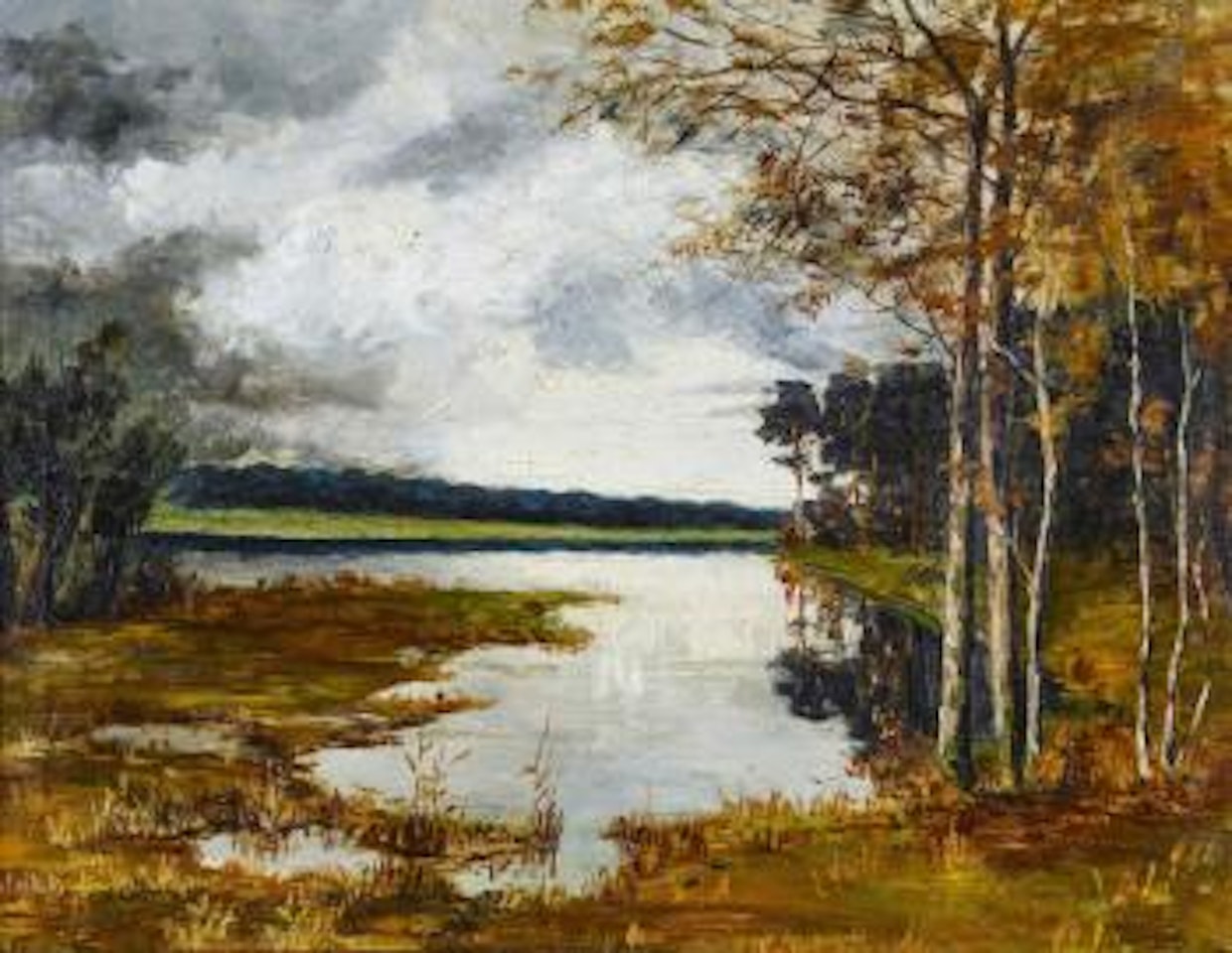 Herbstliche Flusslandschaft by German School