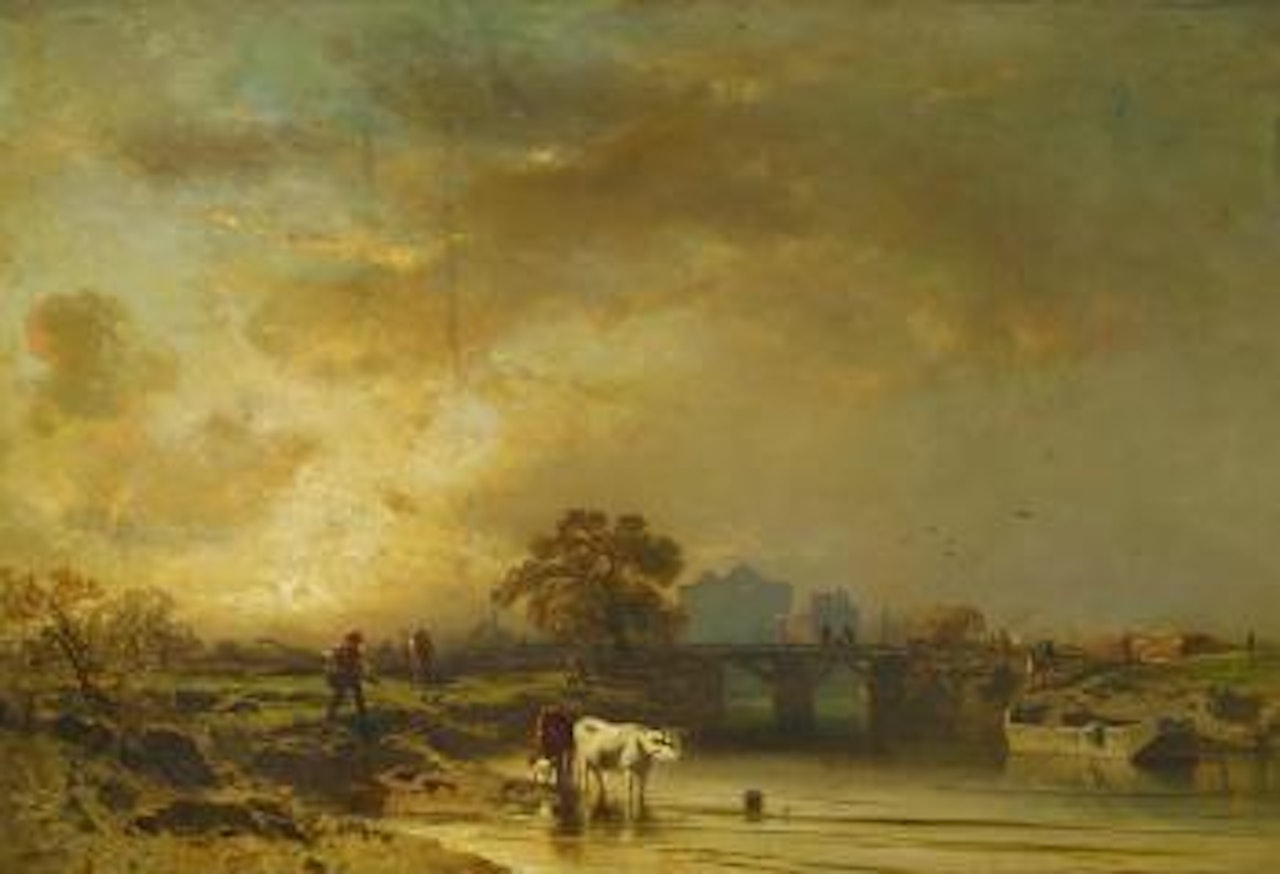 French Riverscape. Evening mood by Charles Hoguet