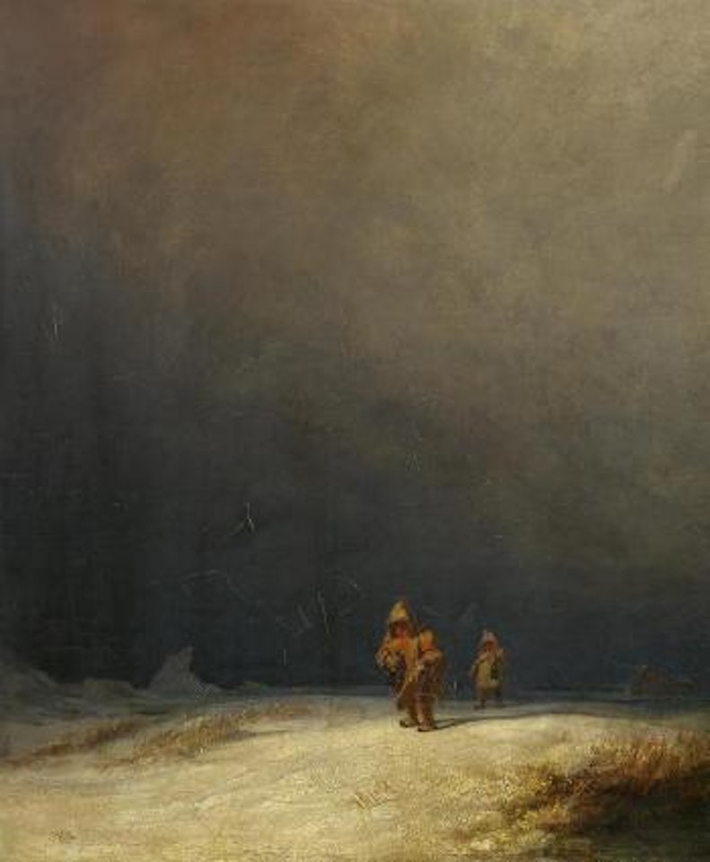 'Lappländer im Winter (Heimkehr vom Wrack)' (Laplander in Winter - Return from the Wreck) by Carl Spitzweg