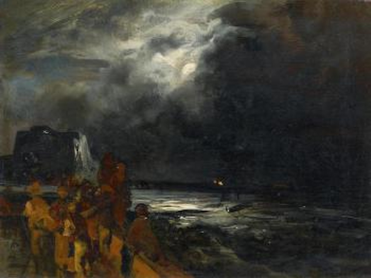 Fishermen on a Nightly Beach near Naples by Oswald Achenbach