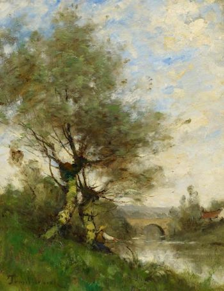 Anglers at the Creek by Paul Désiré Trouillebert