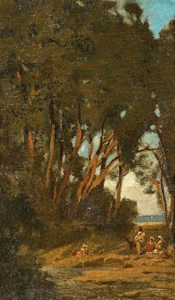 Society in the Park. Study by Oswald Achenbach