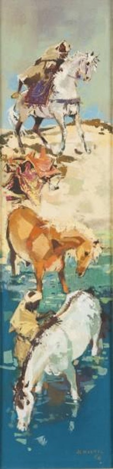 Chevaux à la rivière by Jean Gaston Mantel