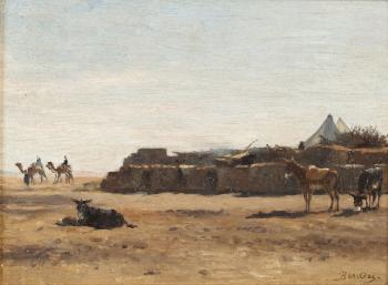 Village à l’entrée du désert by Narcisse Berchere