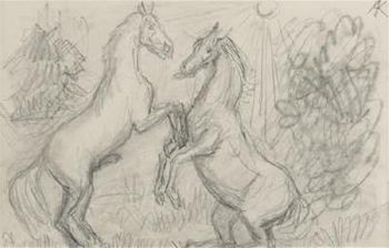 2 steigende Pferde by Alfred Kubin