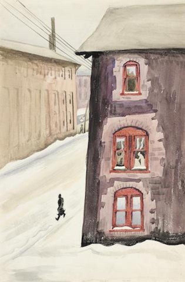 Street scene with figure by Charles Burchfield