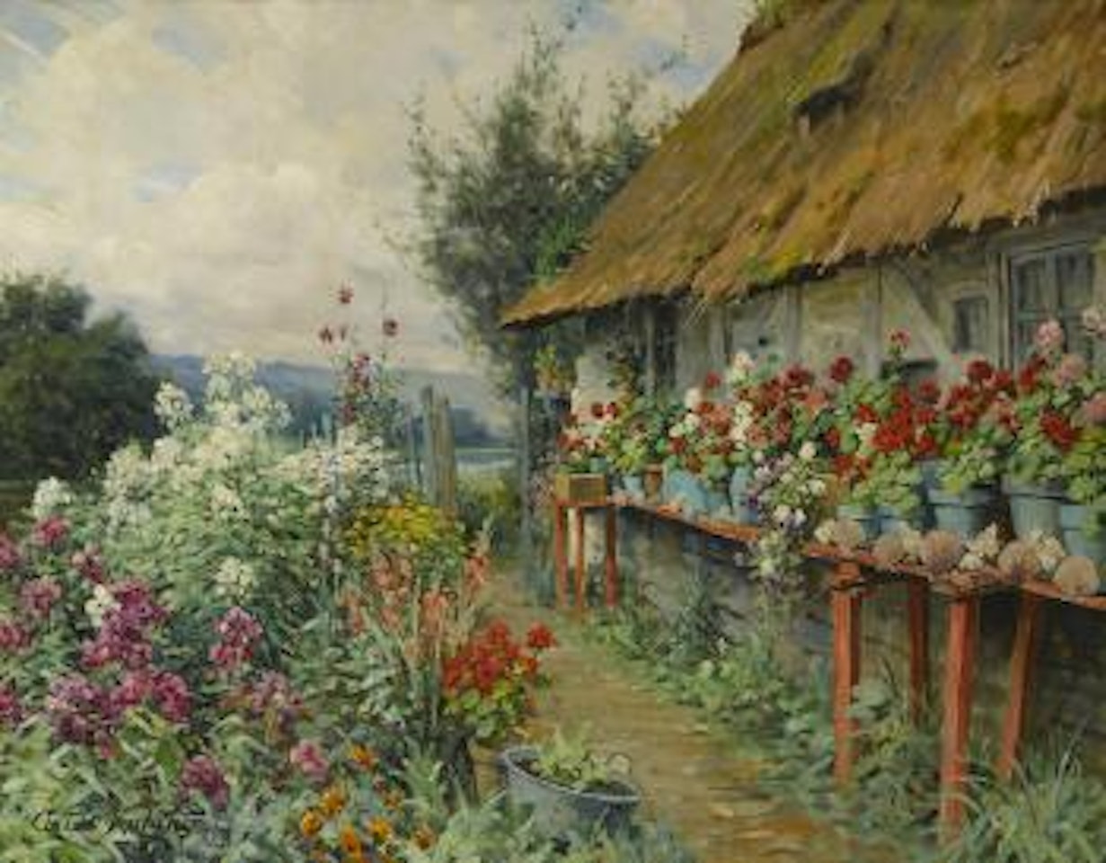 Cottage garden in bloom, Paris by Louis Aston Knight