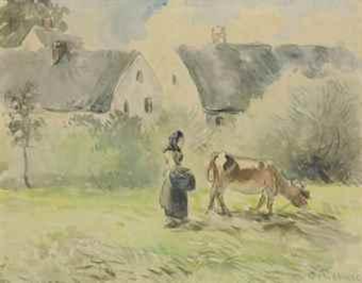 Paysanne et vache by Camille Pissarro