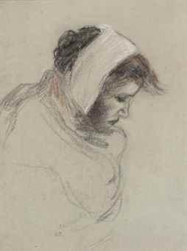 Buste de femme de profil à droite by Camille Pissarro