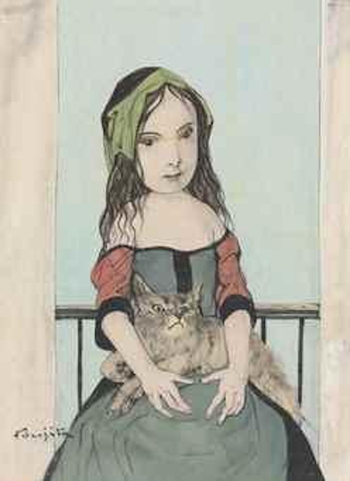 Fillette au chat by Leonard Tsuguharu Foujita