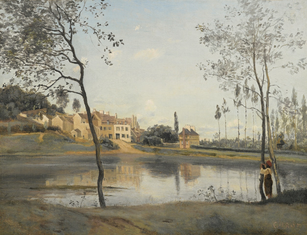 VILLE D'AVRAY: L'ÉTANG, LA MAISON DE M. COROT PÈRE ET SON KIOSQUE by Jean Baptiste Camille Corot