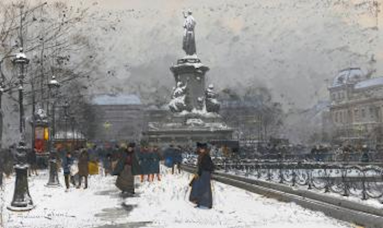 La Place De La République (Neige) by Eugene Galien-Laloue