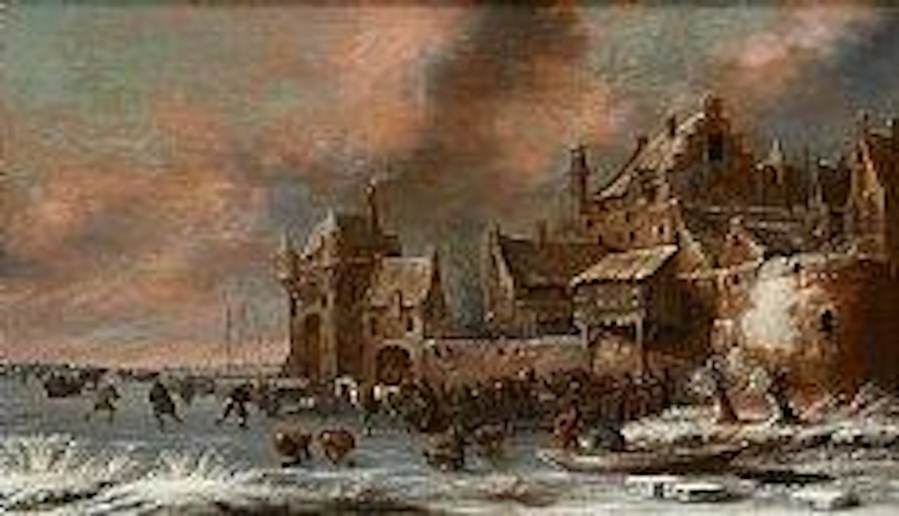 Patineurs devant l’entrée du château by Italian School by Italian School