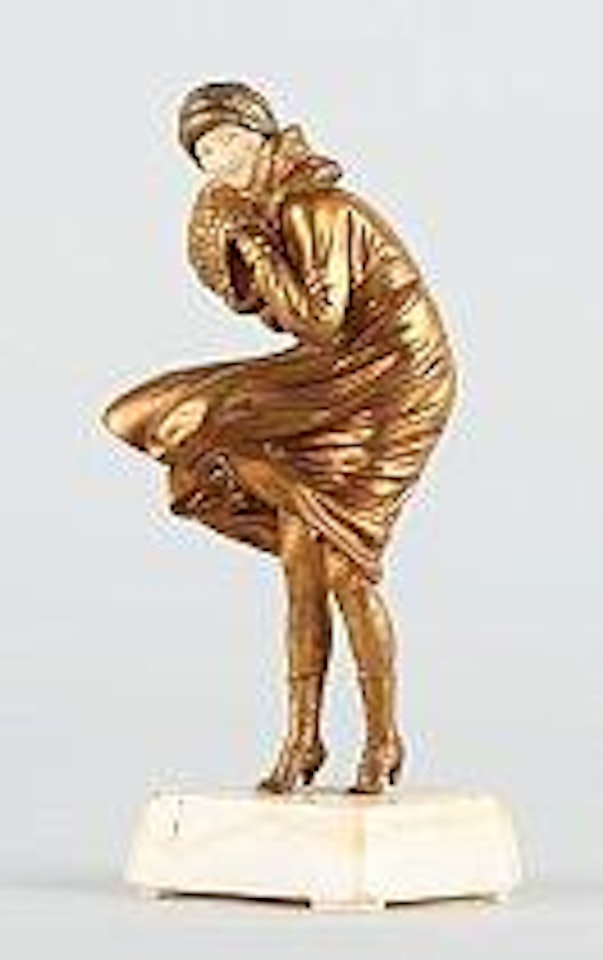 Jeune femme au manchon dans le vent by Demetre Chiparus