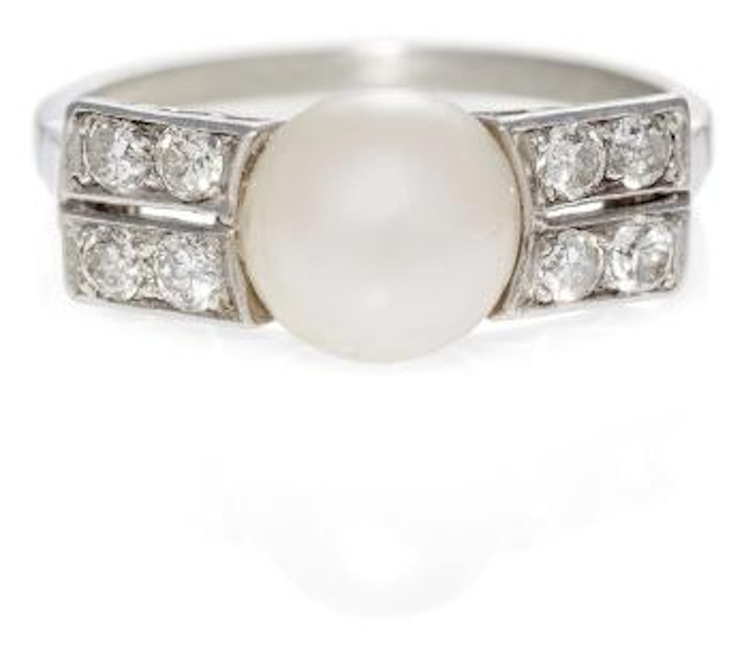 Natural-Pearl-Diamond-Ring by Unknown Jewelry Maker