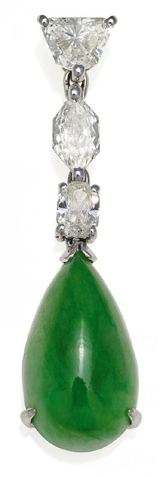 Jadeite-Diamond-Pendant by Unknown Jewelry Maker