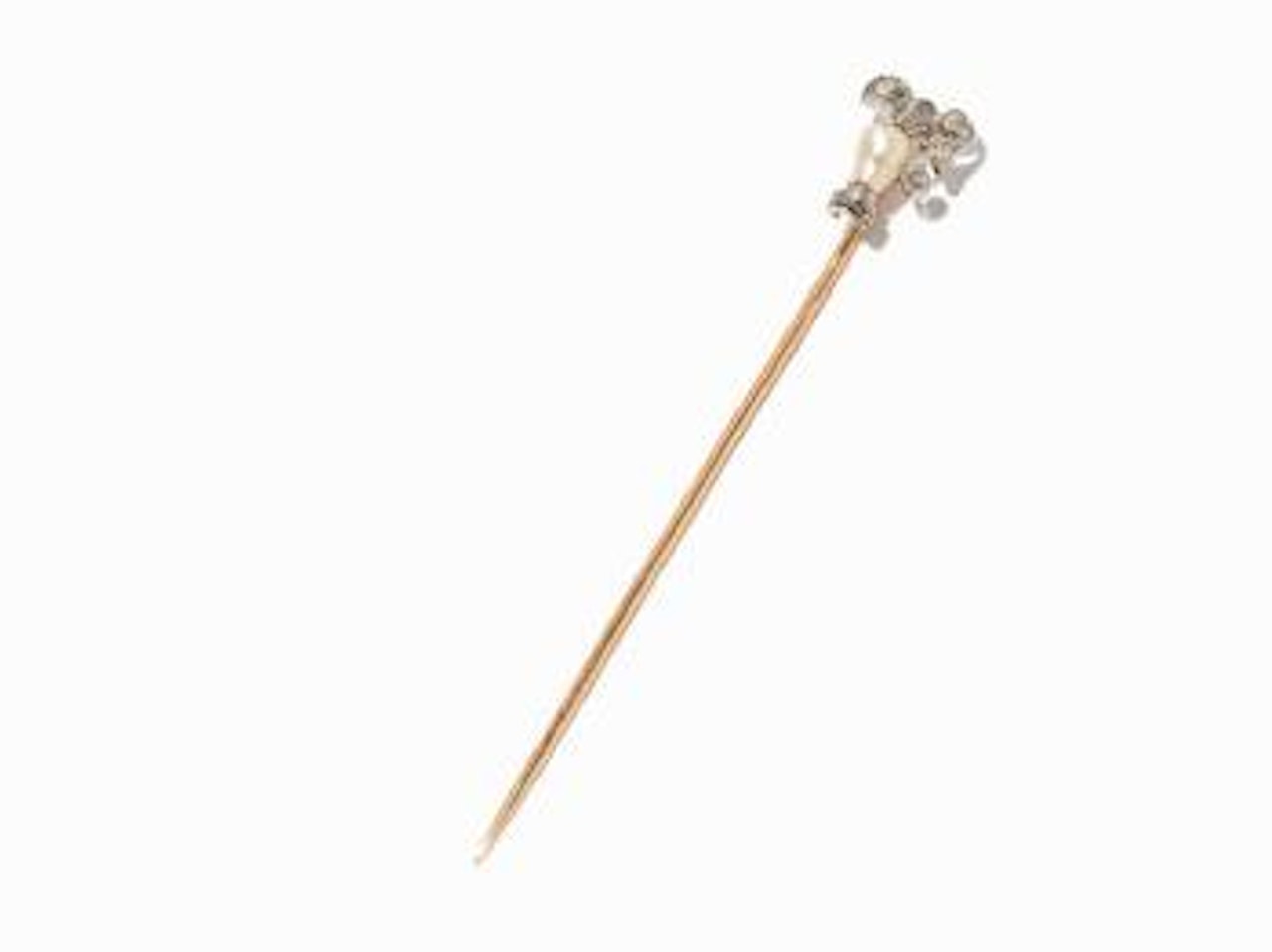 A Tie Pin with Pearl and Rose Cut Diamonds by Unknown Jewelry Maker