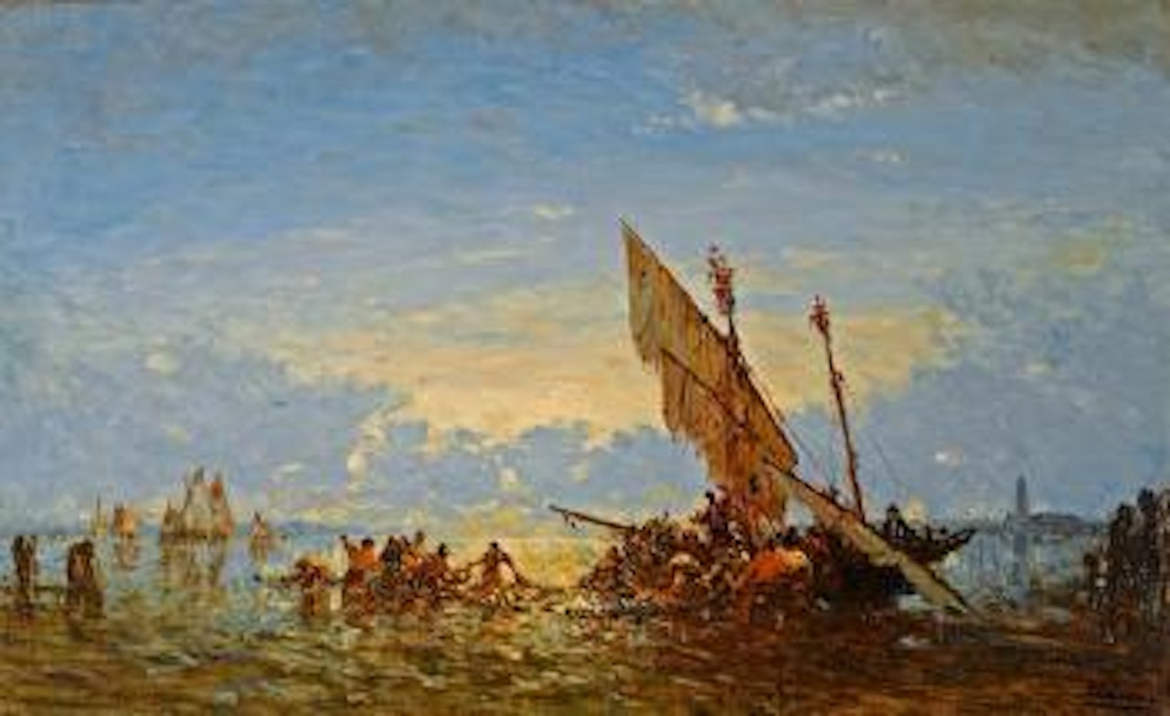 Topi et pêcheurs sur la lagune by Félix Ziem