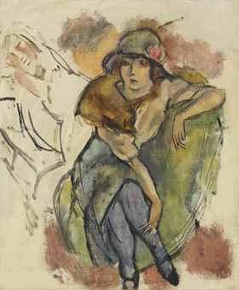 Jeune fille au chapeau à la rose by Jules Pascin