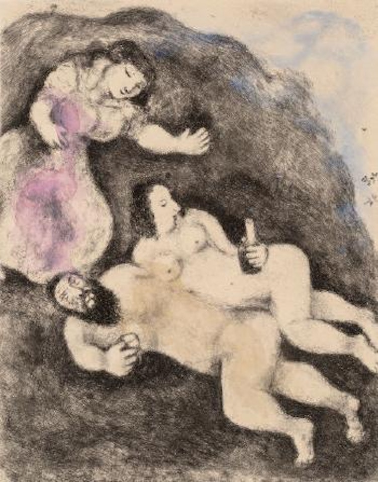 Loth et ses filles, pl. 9, from Die Bibel by Marc Chagall