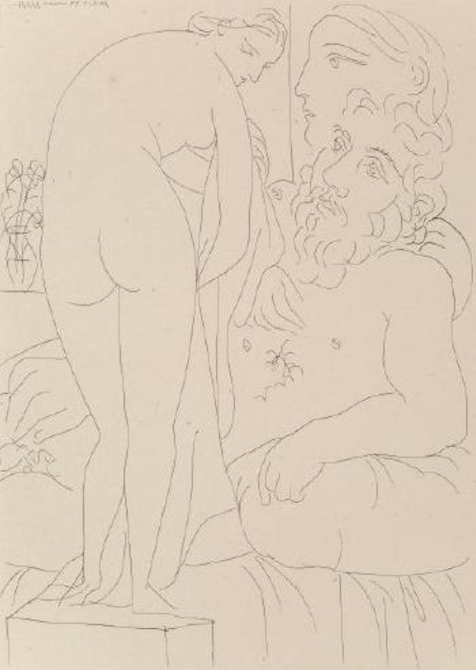 Le repos du sculpteur devant un nu à la draperie, from La Suite Vollard by Pablo Picasso