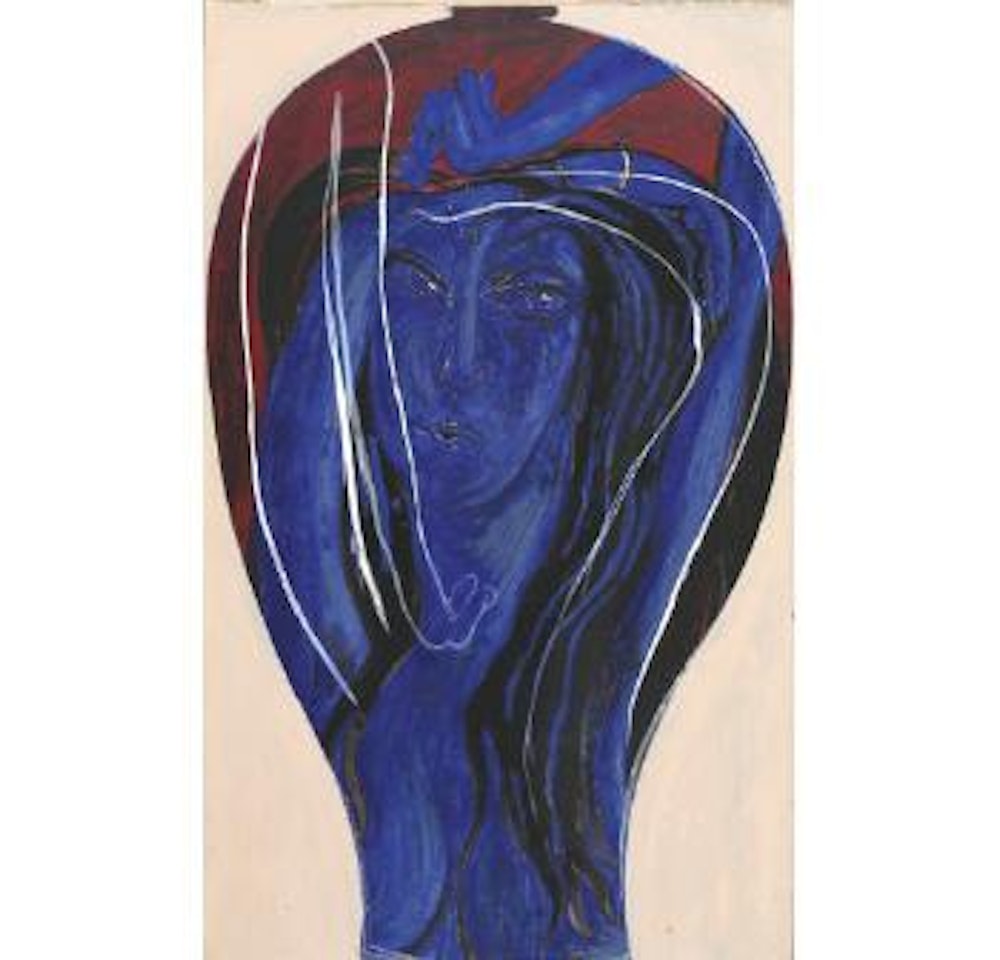 Preliminary Idea for Very Large Plum and Ultramarine Vase or Pot by Brett Whiteley