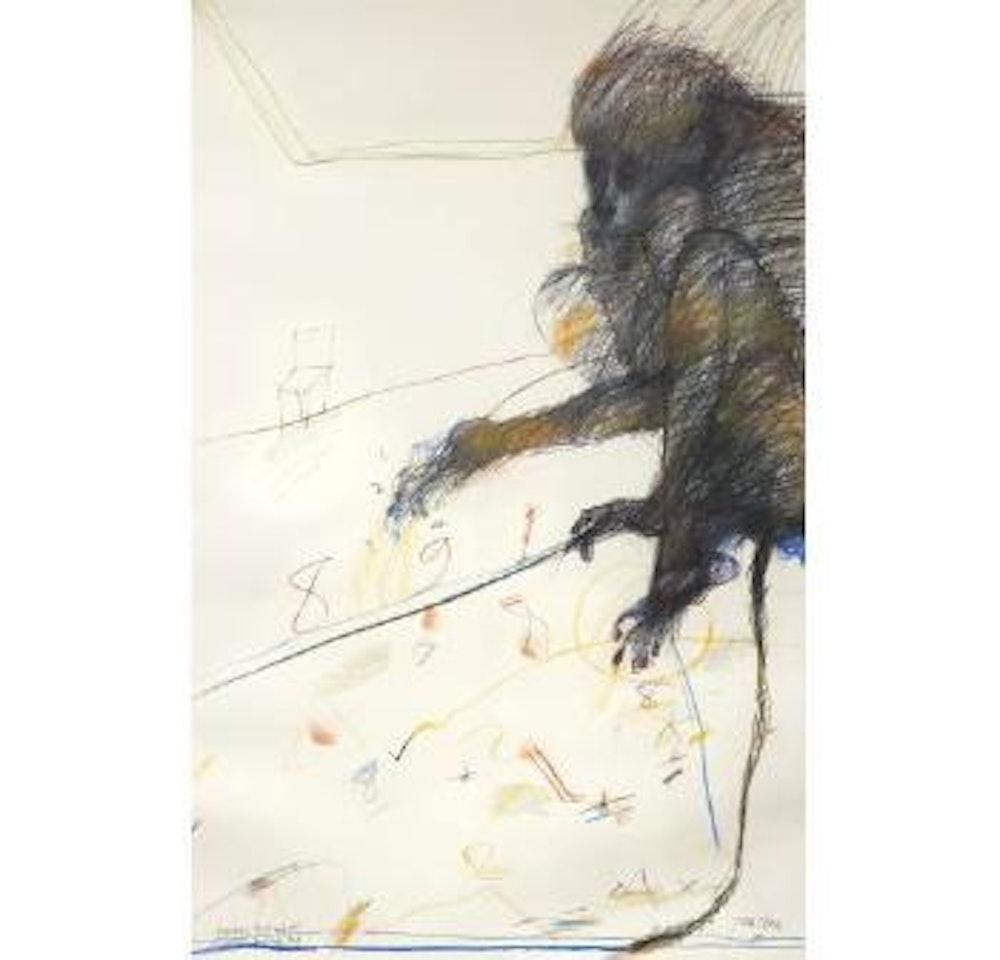 Monkey Looking at Numbers Passing By by John Olsen