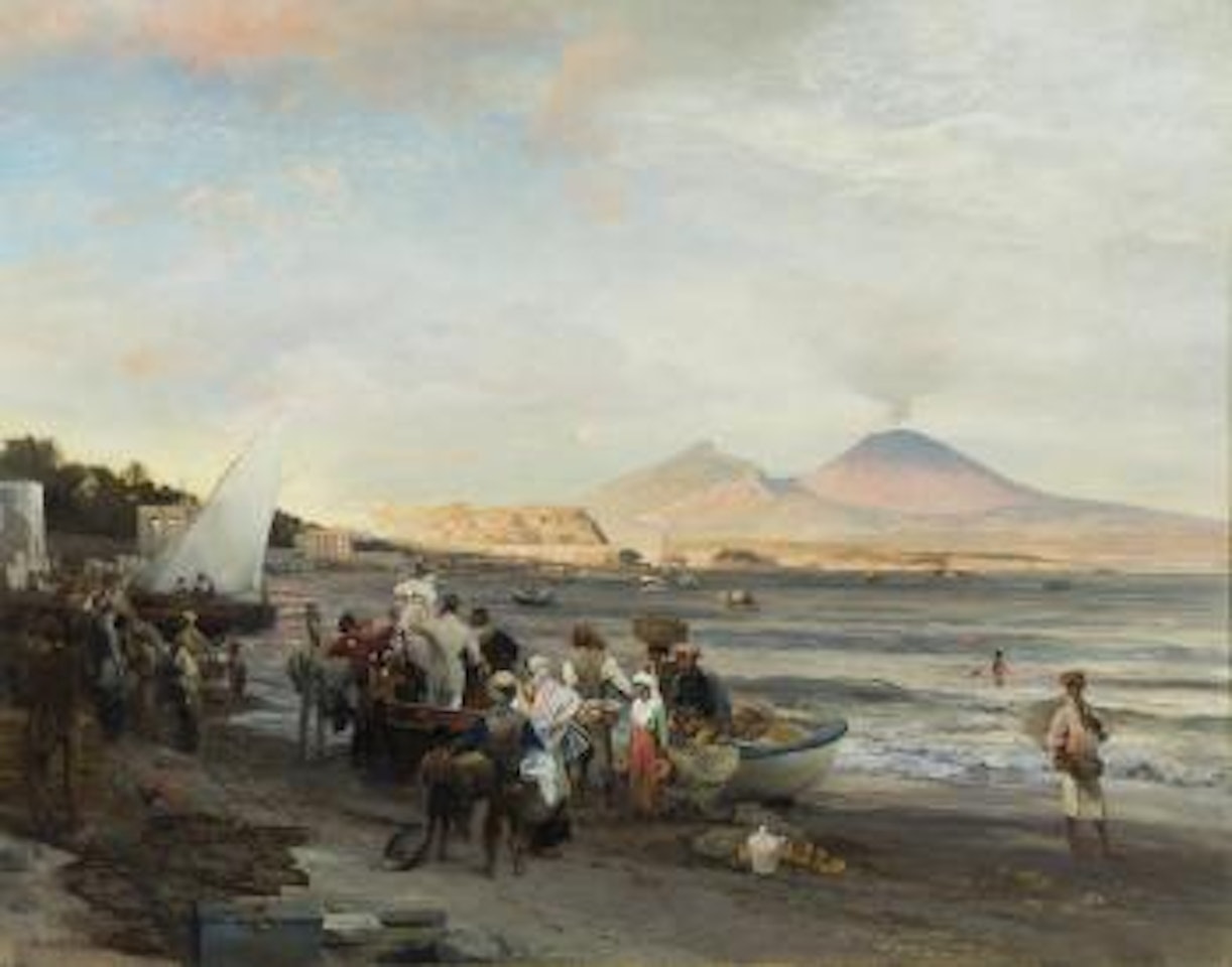 La spiaggia di Chiaia by Oswald Achenbach