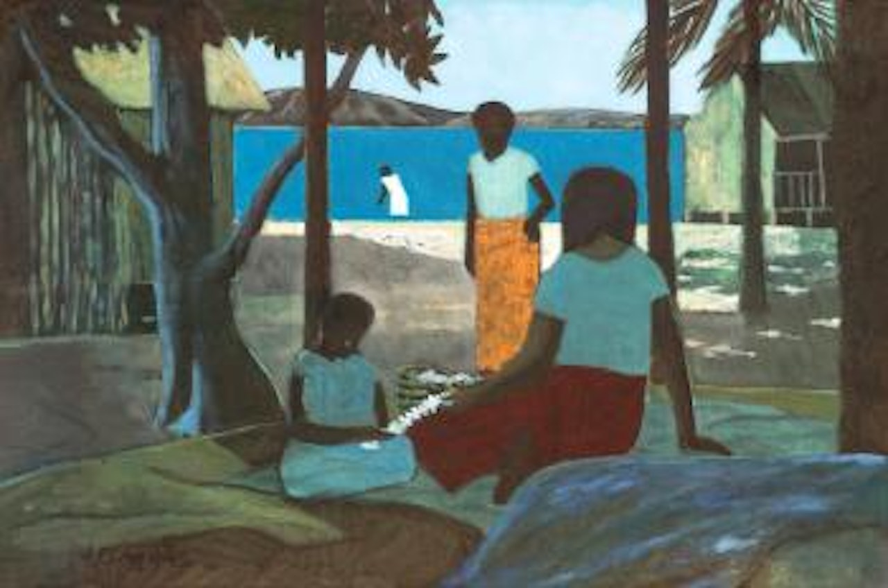 Islanders Making Floral Leis by Ray Austin Crooke