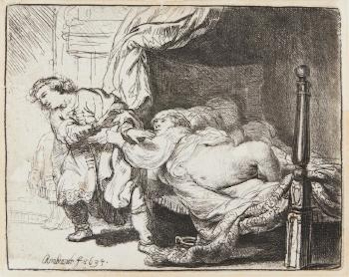 Joseph und Potiphars Weib by Attributed to Rembrandt Harmensz van Rijn