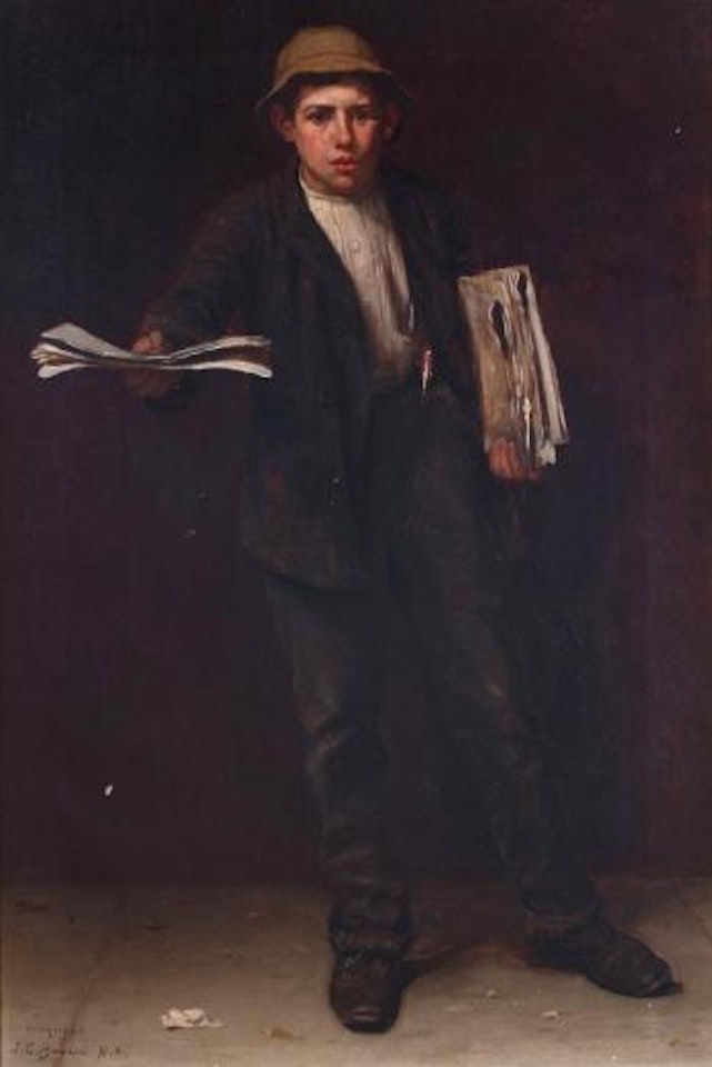 Newspaper boy by John George Brown