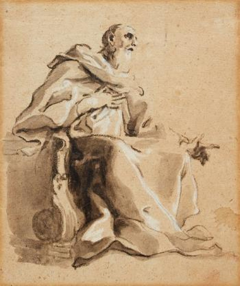 A Seated Prophet by Giovanni Antonio Pellegrini