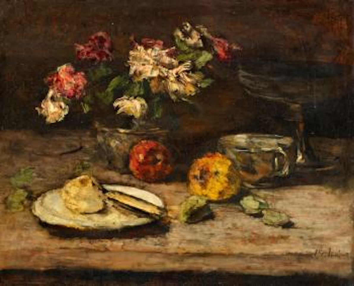 Still Life with Flowers and Apples by Carl Schuch