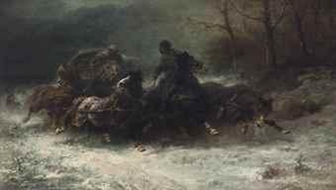 Hunted by wolves by Adolf Schreyer