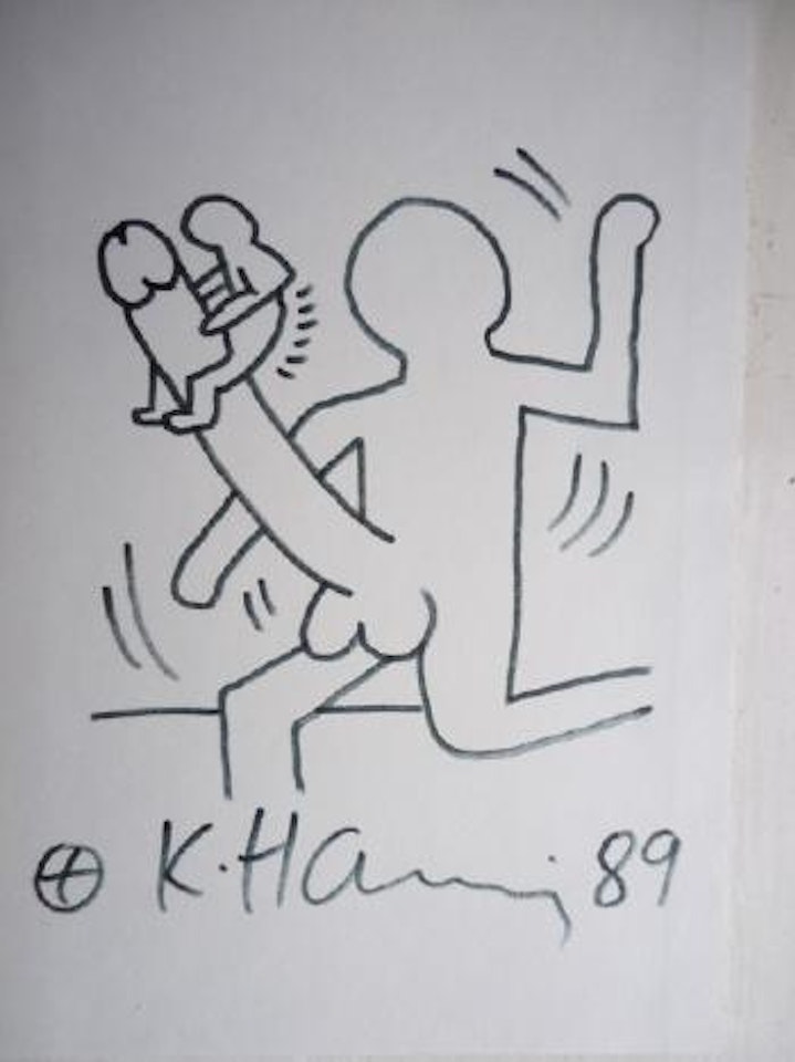 Man on penis by Keith Haring