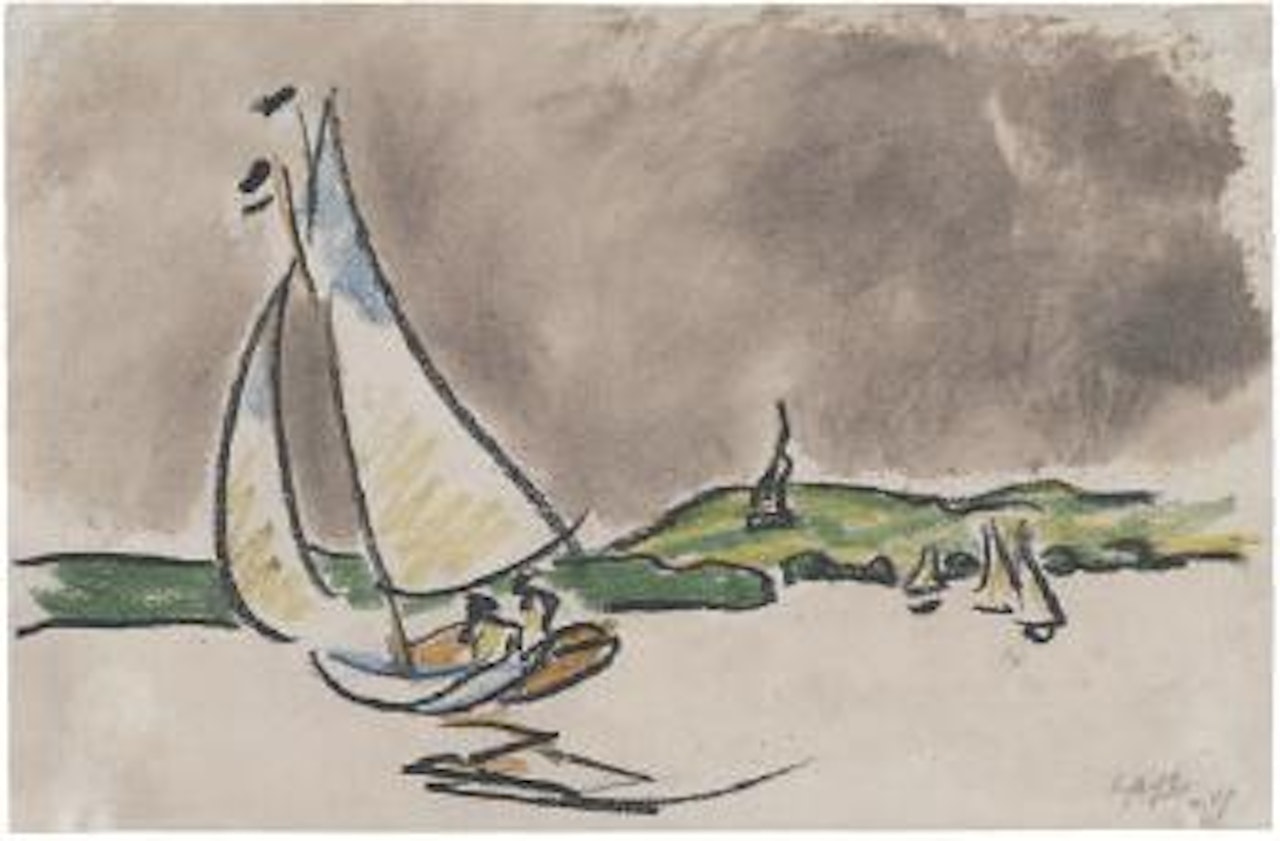 Segelboote vor der Küste by Max Pechstein